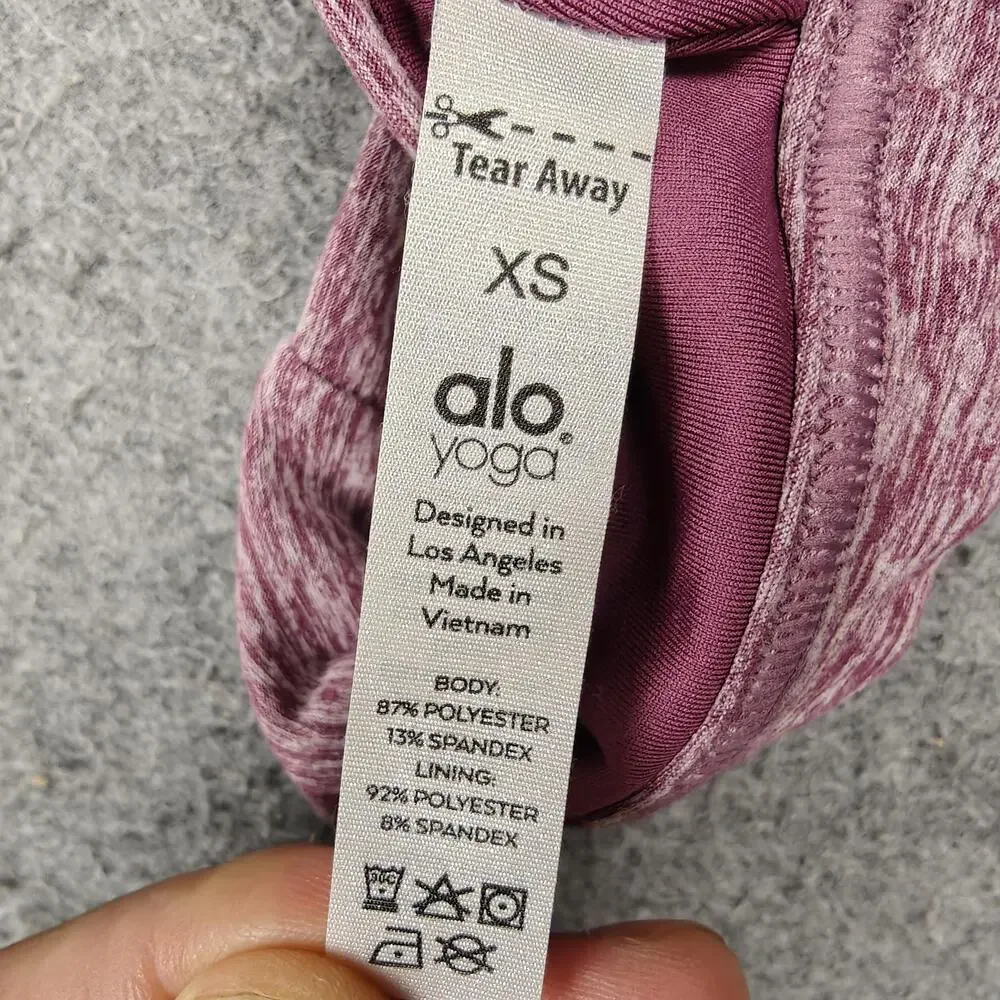 Alo Yoga Sports Bra Womens XS Pink Spaghetti Strap V-Neck Lightly Lined